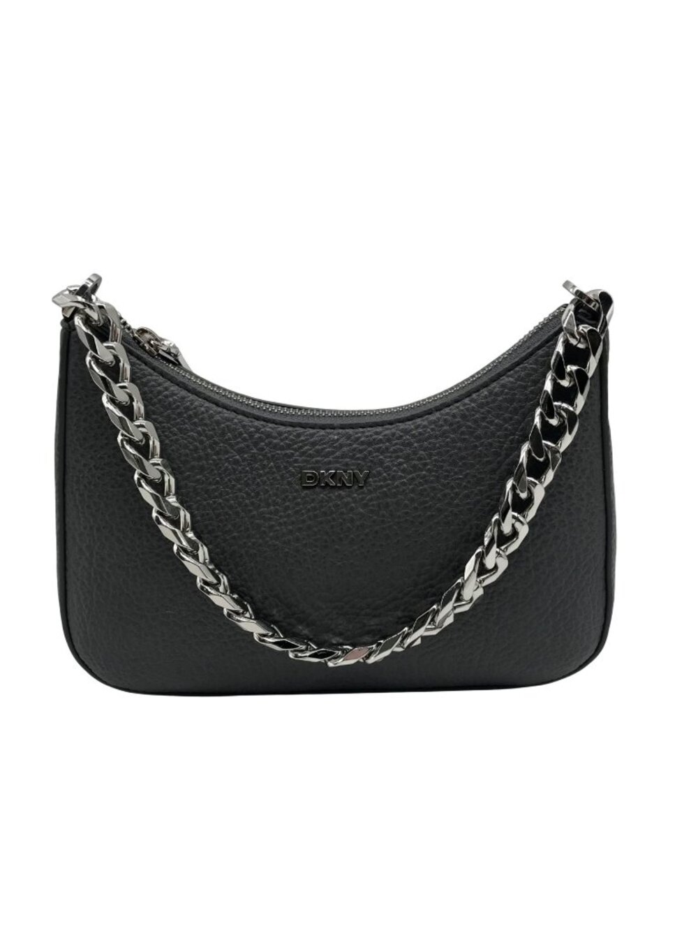 DKNY Faux Leather Dark Gray Jenna Small Demi Crossbody Bag